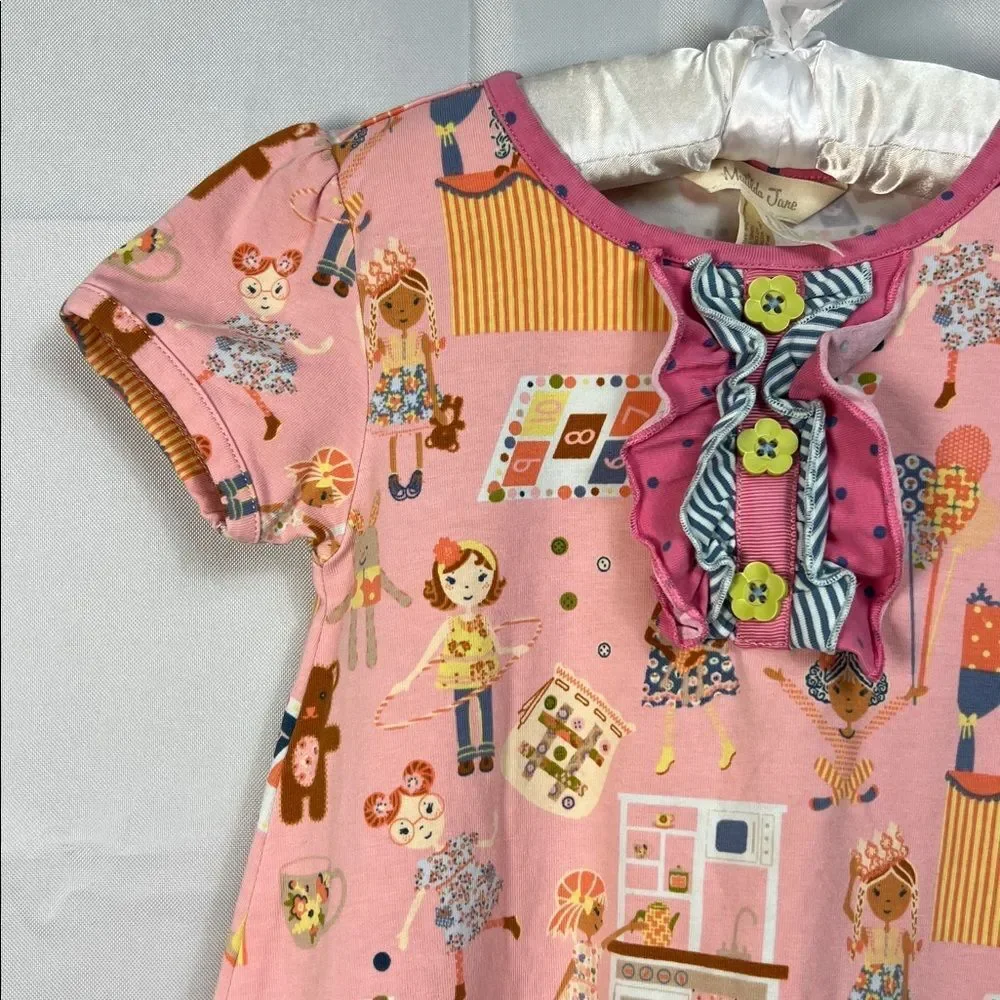 Matilda Jane The puppet Show pink and mint green tunic top ruffles and lace